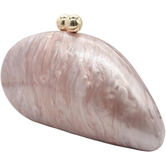 Women White Seashell Chain Shoulder Bag for Acrylic Evening Clutch Glitter Bag
